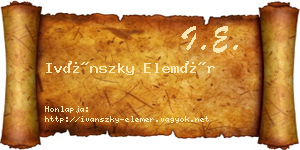 Ivánszky Elemér névjegykártya