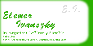 elemer ivanszky business card